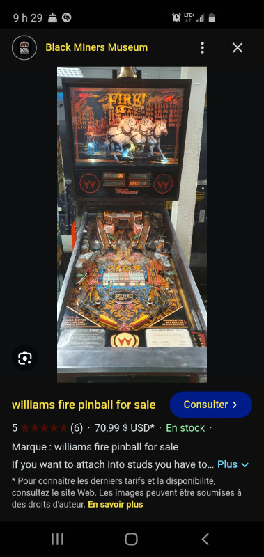 RECHERCHE  machine  a   boule  ,   "  fire  "     Williams  1987 dans Jouets et jeux  à Saguenay