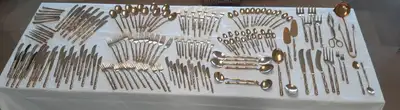 A set consisting of 176 pieces from Thailand circa 1970 Material: Nickel 35 Bronze All pieces are in...