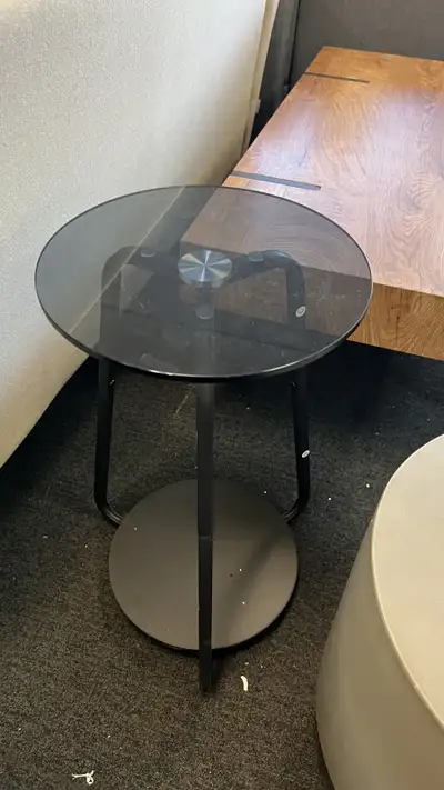Round Side Table, 2-Tier Bedside Table, End Table with Glass Top, View more