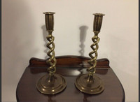 Antique English solid brass candlesticks hand crafted
