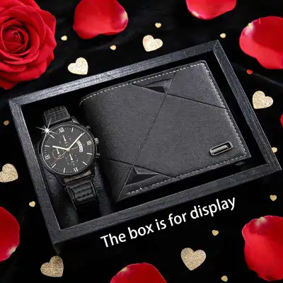 Replica Men's Watch Gift Set and Black Wallet, View more