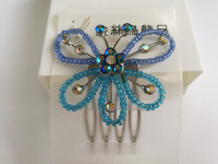 Fashionable hair comb in butterfly shape, blue, never been used