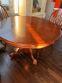 Round Solid wood table and 4 chairs 