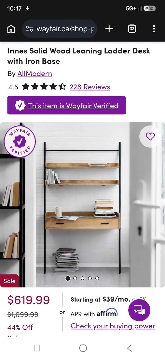 AllModern Innes Solid Mango Wood Leaning Ladder Desk –  price in Desks in Ottawa - Image 10