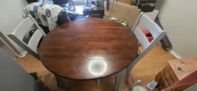 foldable wooden dining table with two chairs, View more