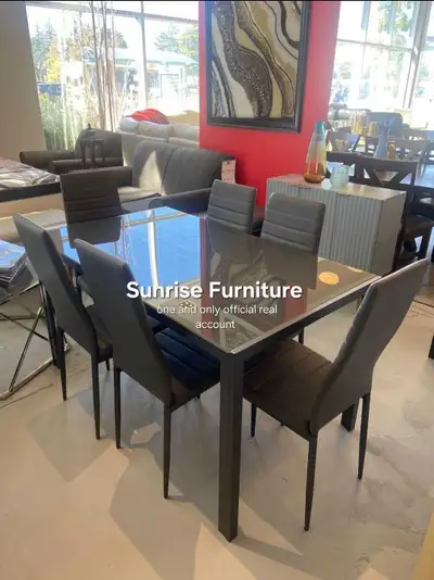 6 chair dining table set brand new set glass dining table chair, View more