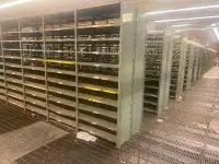 Used metal shelving 18” wide x 36” deep. 6’4, 7’4 and 8’4 tall.