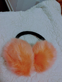 Orange/ pinkish fur earmuff