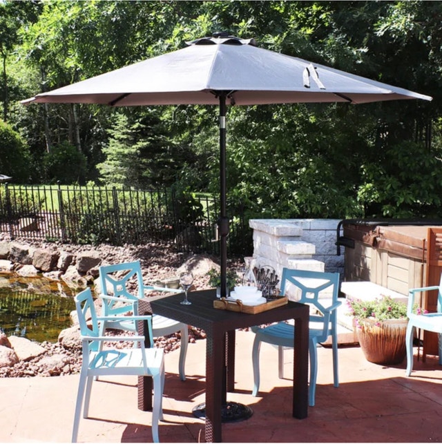 9 ft. Patio Table Umbrella with Tilt and Crank, Gray Patio & Garden Furniture City of