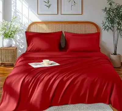 New/Sealed Bamboo Sheet Set - Double - Burgundy, View more
