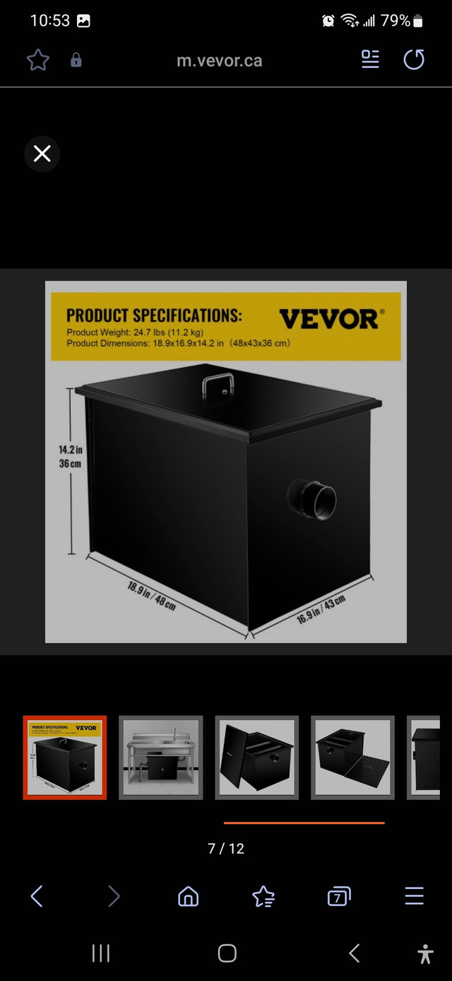 Vevor® Commercial Grease Interceptor (7 GPM, 14 LB) in Industrial Kitchen Supplies in Mississauga / Peel Region - Image 3