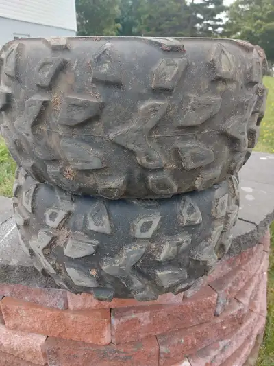 2 Maxxis quad tires 25 × 10 × 12 In good condition One plug patch in each tire