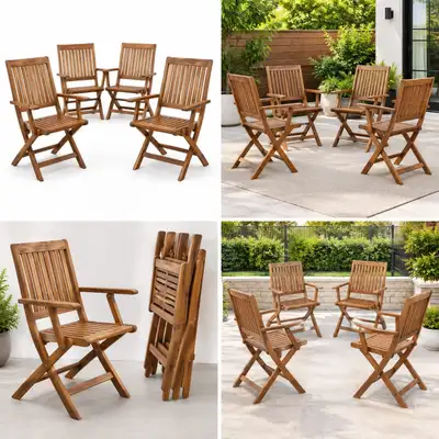 TOZEY ACACIA WOOD FOLDING DINING CHAIRS - SET OF 4, View more