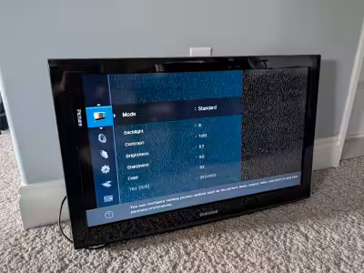 Samsung TV with remote. There is no stand. Priced for quick sale.