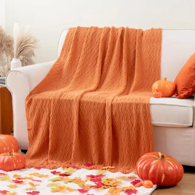 Cover burned Orange bed decor NEW Throw Blanket soft sofa couch in Bedding in Ottawa - Image 5