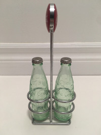 2 Mini Glass Coca-Cola Coke Classic Bottles Teal Empty Clear
