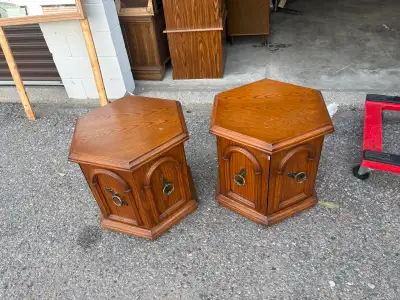 Free delivery used Two Vintage Hexagonal End Tables, View more