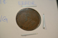 1920 Canada 1 Cent Small Coin. Multiple Error Coin.