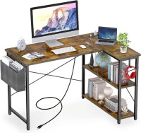 Mr IRONSTONE L Shaped Computer Desk with Power Outlet, 47 Inch C