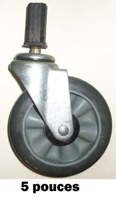 Roulette pivotant 5'' en caoutchouc rigide, View more