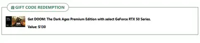 This is a digital code for the $130 Premium Edition of DOOM: Dark Ages. I received it with my purcha...
