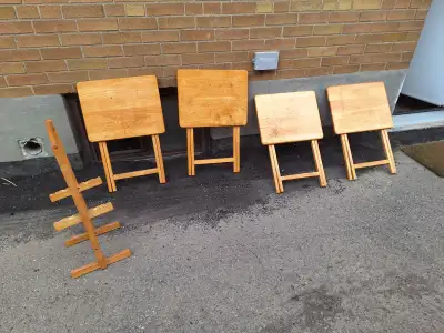 Wooden TV Tray Table Set with Stand, View more