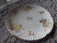 HAMMERSLEY, FINE BONE CHINA CAKE PLATE - GOLD FLOWERS - 10.5"