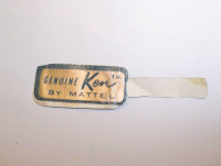 1st-issue Wrist Tag for 1961 & 62  Ken" Doll #750  (Mattel)