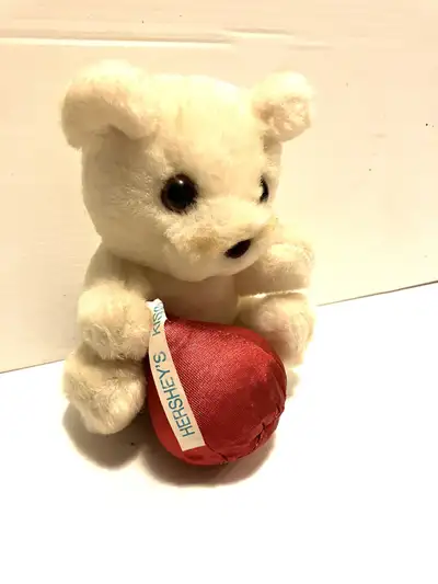  1997 White Hershey Kiss Teddy Bear Plush Red Candy Val, View more