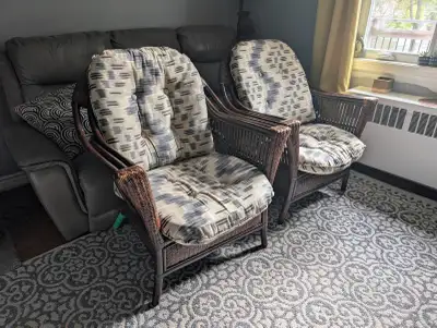 2 Retro Vintage Rattan Chairs as pictured, View more