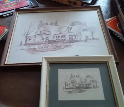 Yeandle Home Stratford Two Sketches Framed Under Glass, Hamacher, View more