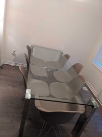 Modern Tempered Glass Table with 8Pcs chair set - $1500 OBO