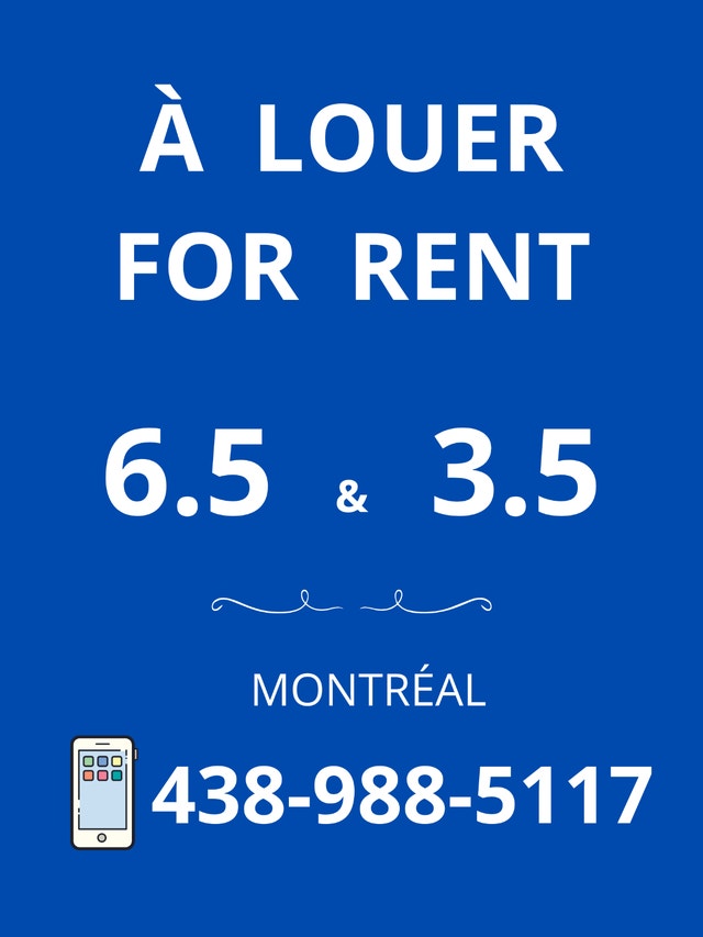 À LOUER / 3.5  &  6.5 / FOR RENT — photo 1