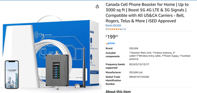 Canada Cell Phone Booster –  5G/4G/3G for All Carriers, Covers U, View more