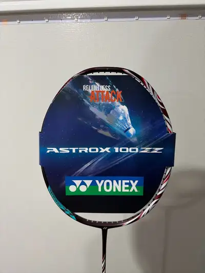 Brand new Yonex Astrox 100zz for sale. Retail price 350 including taxes. Serious buyers only.