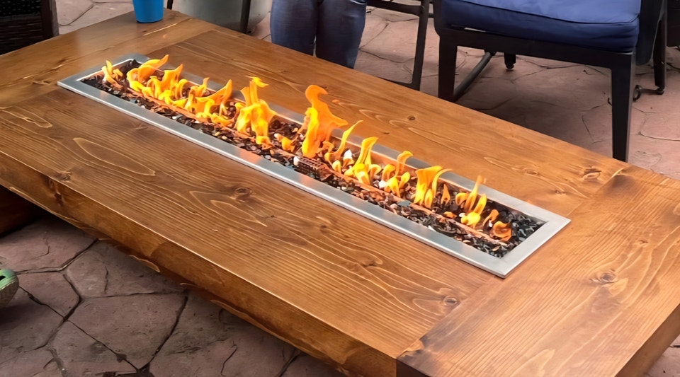 Rustic Handcrafted Outdoor Firetable (propane; can be converted | Patio ...