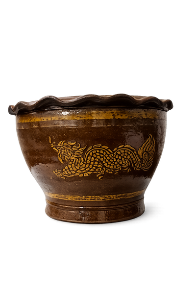 14" Thai Ceramic Dragon Garden Pot – Handmade Planter, View more