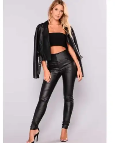 Stretchy Thin Shiny Leather Look Leggings, View more