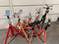 New and used ridgid pipe stands with V tops and roller tops