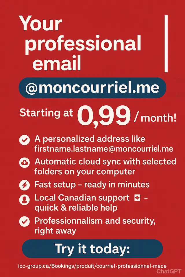 PROFESSIONAL EMAIL + ONLINE STORAGE @0.99$/month in QUEBEC63860080360451120