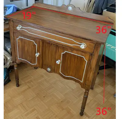 Antique Vintage Buffet Table Console Server Cabinet real wood, View more