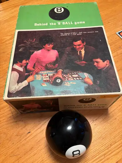 Get ready for a blast from the past with this vintage 1969 Behind the "8" Ball game by Selchow & Rig...