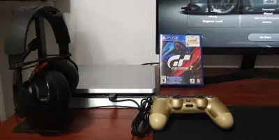 PS4 Slim 500GB Bundle + Gold Controller + Headset + Games, View more