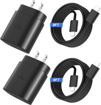 USB C Fast Charger 25W and 6FT USB C Cables - 2 Pack