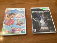2 Wii Games Dora the explorer crystal kingdom and Trasformers 