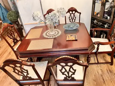 Antique dining table set 7 pieces, View more