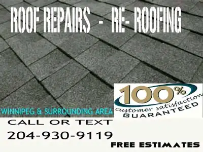 ROOF REPLACEMENT, ROOF REPAIRS, EAVESTROUGH CLEANING AND REPAIRS, JUNK REMOVAL.CLEAN OUTS. PLEASE CA...