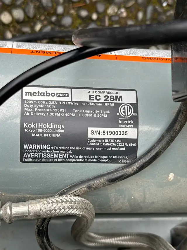 Metabo HPT EC28M Portable Air Compressor – Brand New, Never Us in Power Tools in Delta/Surrey/Langley - Image 3