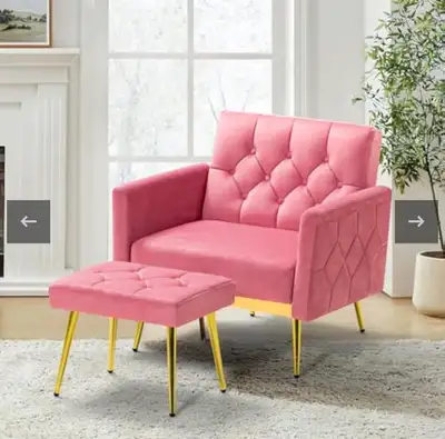 Velvet Accent Chair W/Adjustable Armrests And Backrests, Tufted , View more