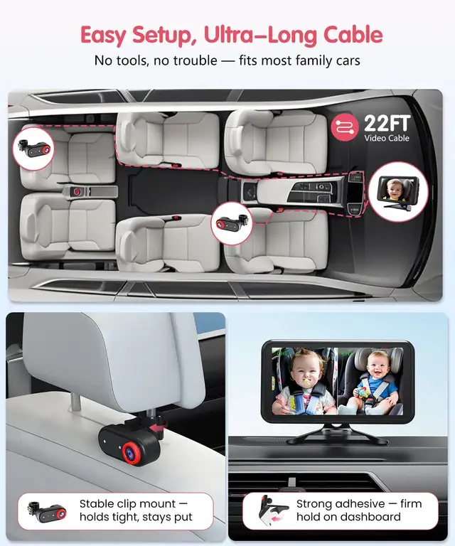 NEUF: Double caméra voiture bébé écran HD 1080p de 5,2" in General Electronics in Longueuil / South Shore - Image 5